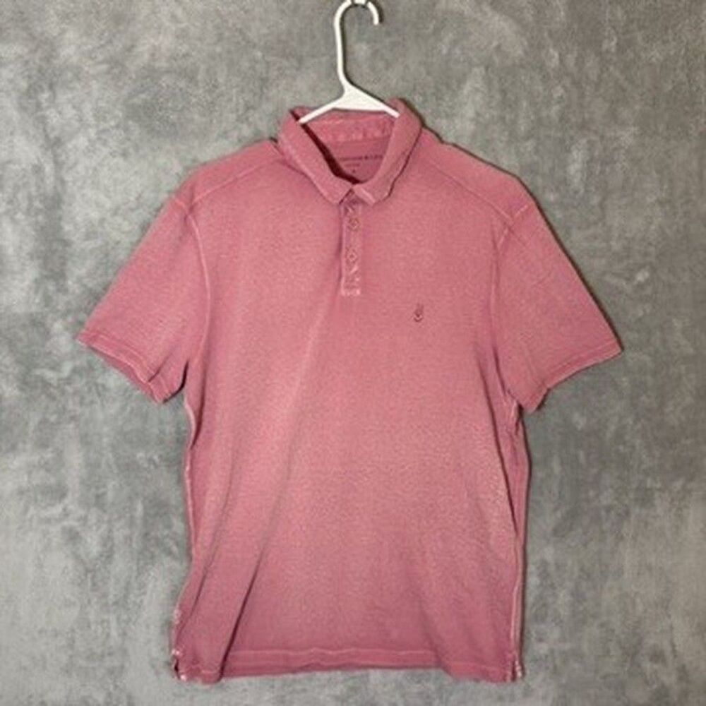 John Varvatos USA Men's Size Medium Pink Short Sleeve Polo Shirt Collared